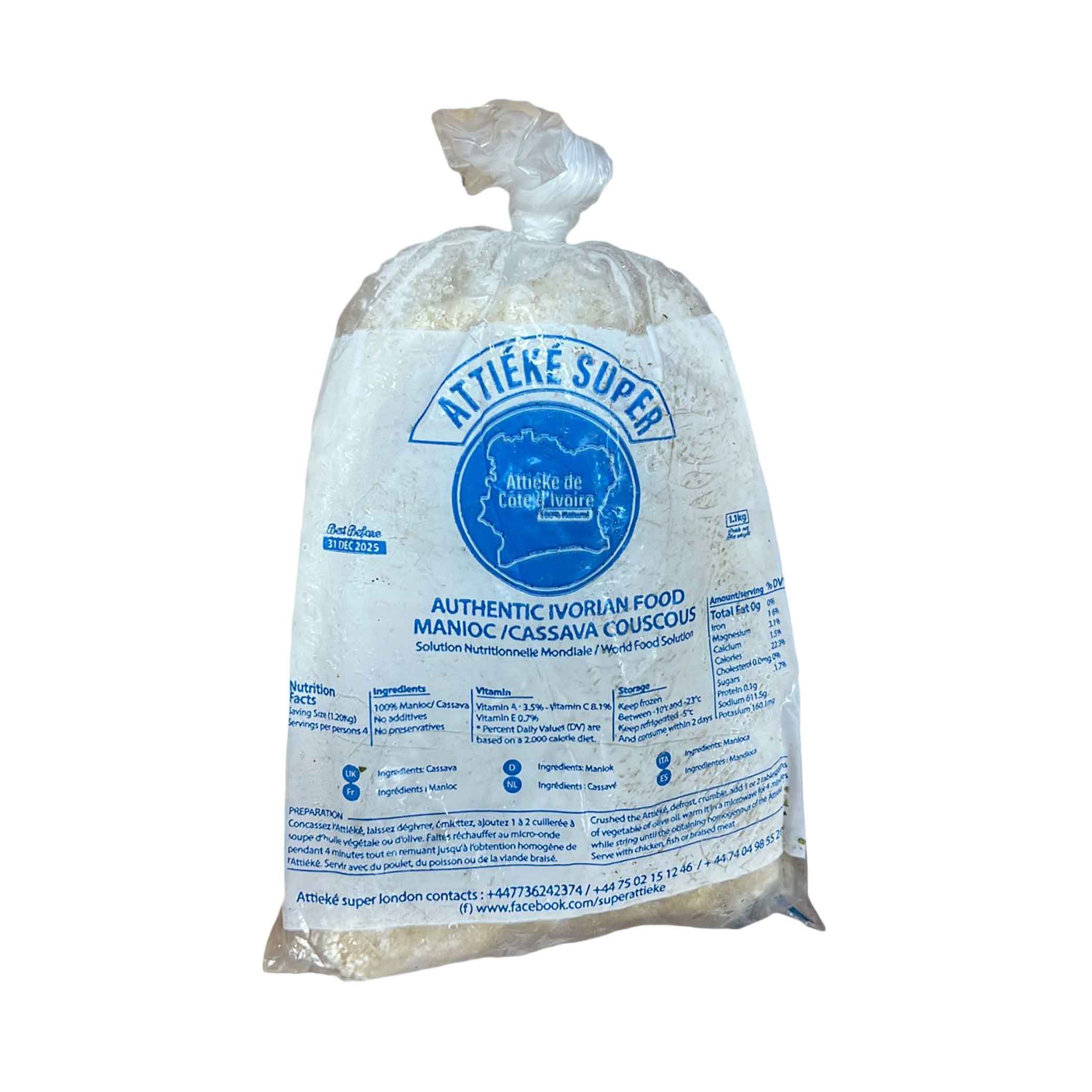 Atlanti Ivorian Foods Attieke Super Cassava Cous Cous 1.1KG