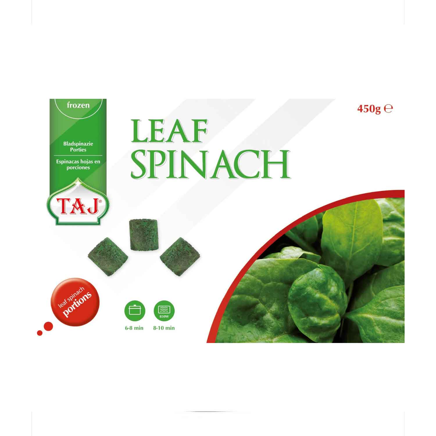 TAJ FROZEN Whole Spinach Leaf 400G