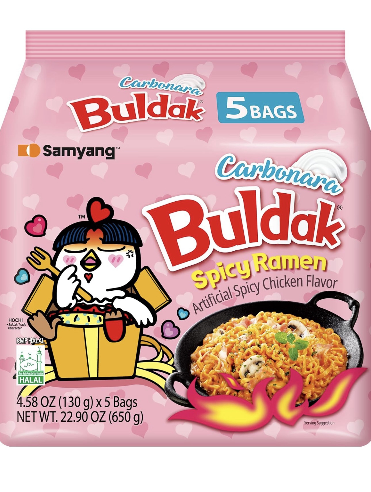 Samyang Carbo Buldak Nuclear Fire Fried Super Hot Spicy Noodle 5 Pack 650g