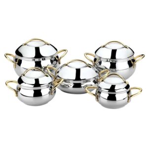 OMS 10PC STAINLESS STEEL SET GOLD HANDLE