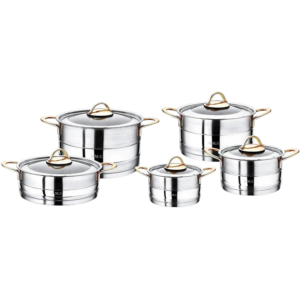 OMS 10PC CYLINDER STAINLESS STEEL SET COPPER HANDLE